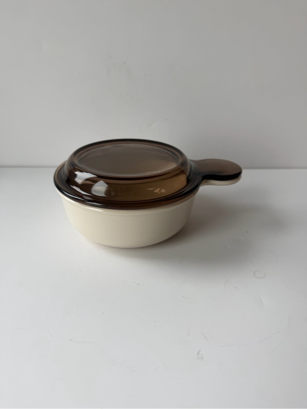 Corning Ware Grab It Bowl Sandstone Ivory Beige Amber Lid Vintage USA P-150-But